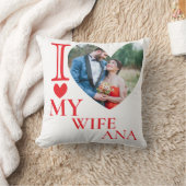 I Love My Wife Custom Photo Heart クッション (ブランケット)