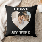 I Love My Wife Heart Custom Personalized Photo  クッション (ブランケット)
