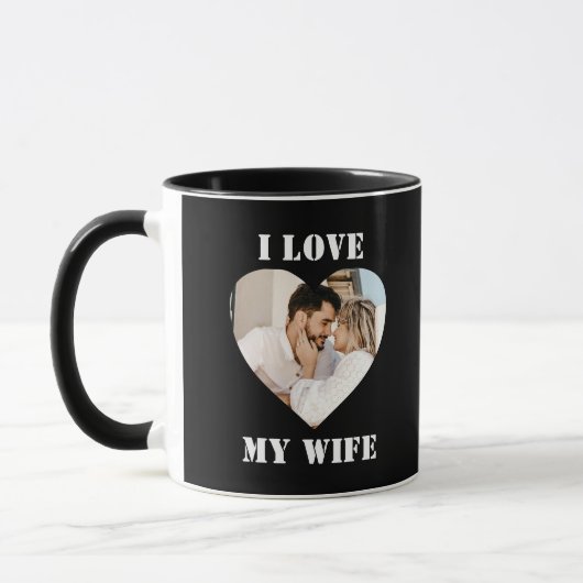 I Love My Wife Heart Custom Personalized Photo マグカップ (左)