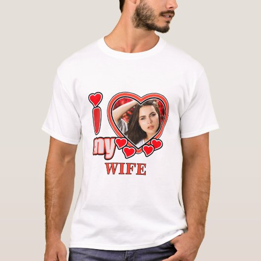 I Love My Wife Personalized Valentines Day Heart Tシャツ (正面)