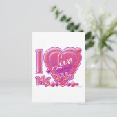 I Love My Wife pink/purple -ハート ポストカード (スタンド正面)