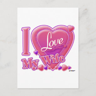 I Love My Wife pink/purple -ハート ポストカード