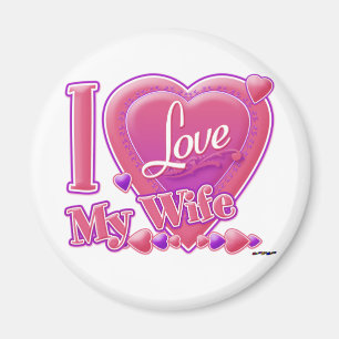 I Love My Wife pink/purple -ハート マグネット