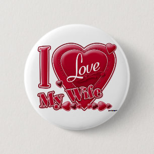 I Love My Wife Red -ハート 缶バッジ