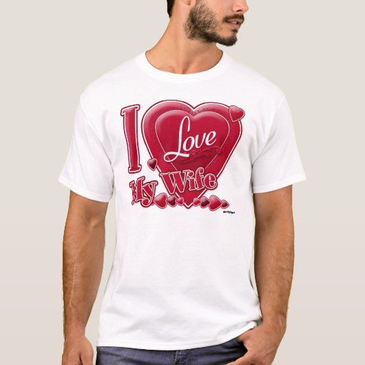 I Love My Wife Red -ハート Tシャツ (正面)