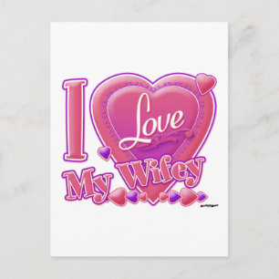 I Love My Wifey pink/purple -ハート ポストカード