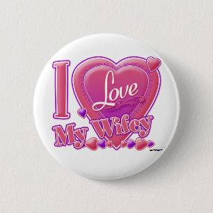 I Love My Wifey pink/purple -ハート 缶バッジ