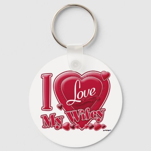 I Love My Wifey Red -ハート キーホルダー (正面)