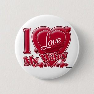 I Love My Wifey Red -ハート 缶バッジ