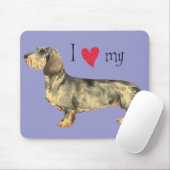 I Love my Wirehaired Dachshund マウスパッド (マウス)