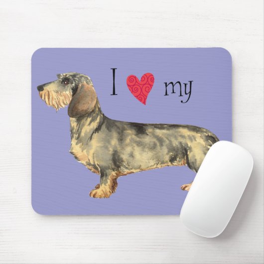 I Love my Wirehaired Dachshund マウスパッド (マウス)