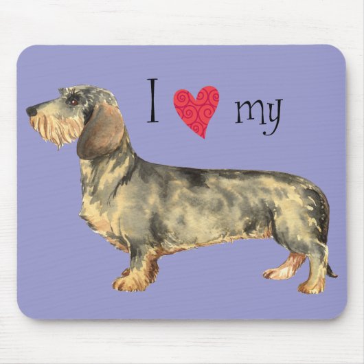 I Love my Wirehaired Dachshund マウスパッド (正面)
