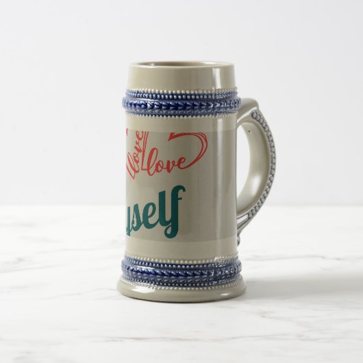 I Love Myself - Self-Care Button ビールジョッキ (正面右)