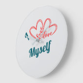 I Love Myself - Self-Care Button ラージ壁時計 (傾斜)