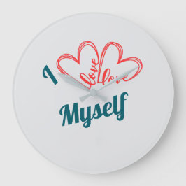 I Love Myself - Self-Care Button ラージ壁時計