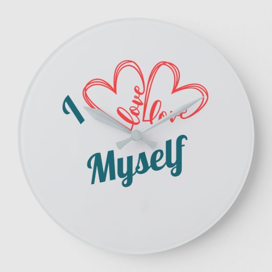 I Love Myself - Self-Care Button ラージ壁時計 (正面)
