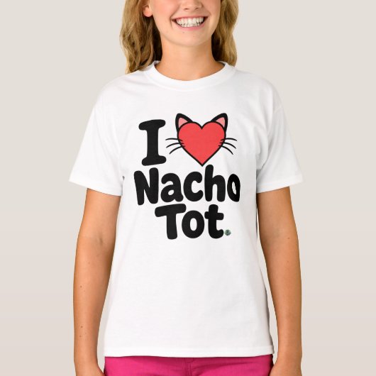 I LOVE NACHO TOT - アラスカ猫カフェ Tシャツ (正面)