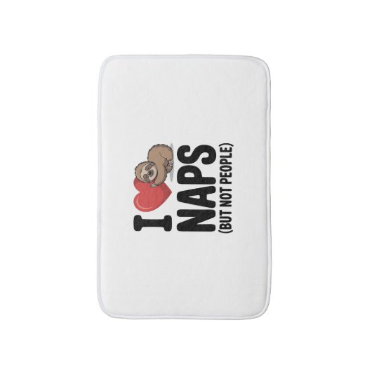 I Love Naps Cute Sloth Heart バスマット (正面縦)