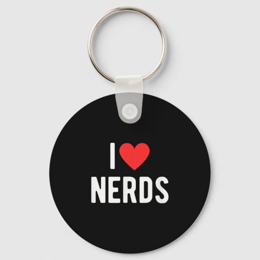 I Love Nerds Funny Geeky Graphic Heart Nerd キーホルダー (正面)