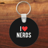 I Love Nerds Funny Geeky Graphic Heart Nerd キーホルダー (正面)