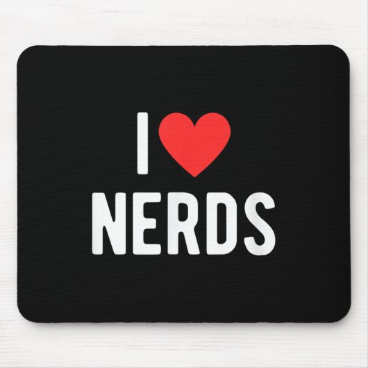 I Love Nerds Funny Geeky Graphic Heart Nerd マウスパッド (正面)