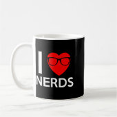 I Love Nerds Gles Funny Heart Valentines Gift Men  コーヒーマグカップ (左)