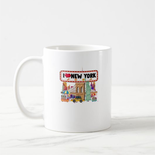 I Love New York City NY Icons Souvenir Cool コーヒーマグカップ (左)