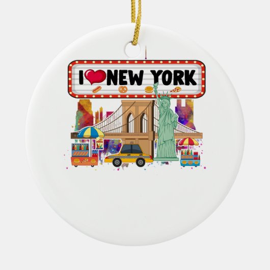 I Love New York City NY Icons Souvenir Cool セラミックオーナメント (正面)