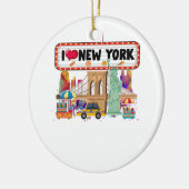 I Love New York City NY Icons Souvenir Cool セラミックオーナメント (左)