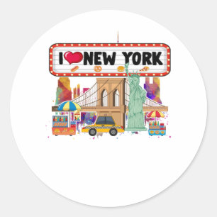 I Love New York City NY Icons Souvenir Statue of L ラウンドシール