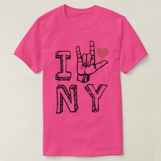 I Love New York NY ASL New York lovers Tシャツ (デザイン正面)