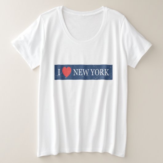 I Love New York - NYC土産クラシックハートデザイン プラスサイズTシャツ (デザイン正面)