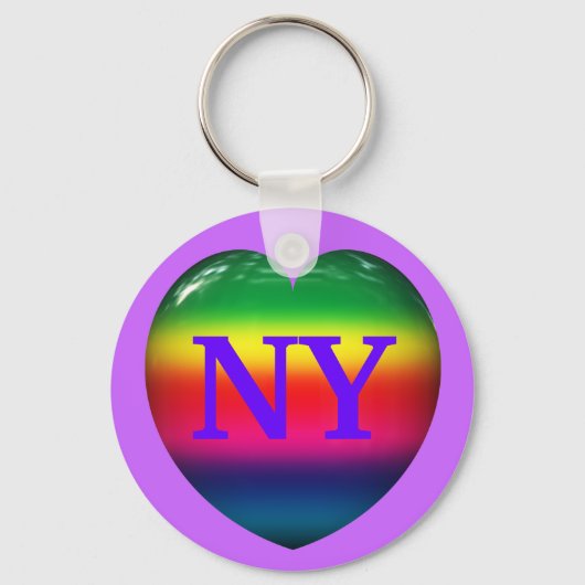 I Love New York Rainbow Heart Keychain キーホルダー (正面)