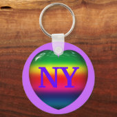 I Love New York Rainbow Heart Keychain キーホルダー (正面)