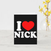 I Love Nick, I Heart Nick Name, Red Heart Valentin カード (黄色い花)