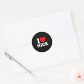 I Love Nick, I Heart Nick Name, Red Heart Valentin ラウンドシール (封筒)