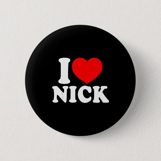 I Love Nick, I Heart Nick Name, Red Heart Valentin 缶バッジ (正面)
