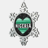 I Love Nigeria，ナイジェリアハート スノーフレークピューターオーナメント (右)