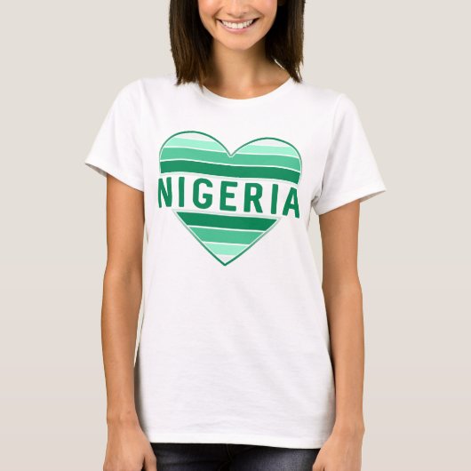 I Love Nigeria，ナイジェリアハート Tシャツ (正面)