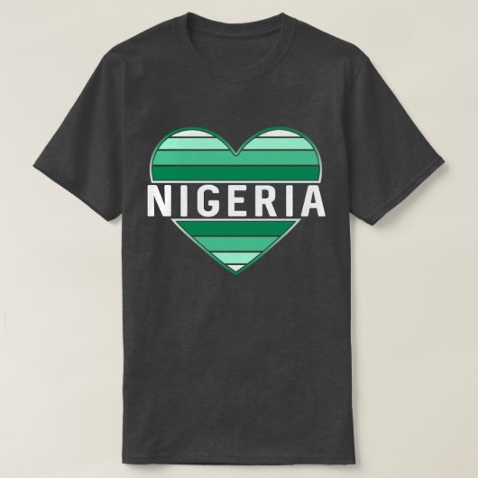 I Love Nigeria，ナイジェリアハート Tシャツ (デザイン正面)