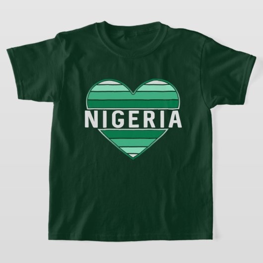 I Love Nigeria，ナイジェリアハート Tシャツ (レイダウン)