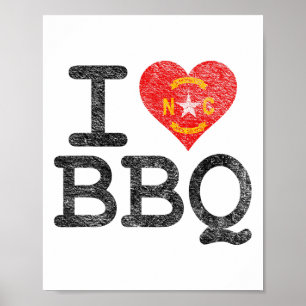 I Love North Carolina Bbq IハートNc Byrbecue Sauc ポスター