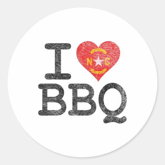 I Love North Carolina Bbq IハートNc Byrbecue Sauc ラウンドシール (正面)