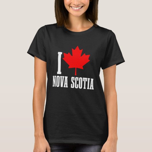 I Love Nova Scotia Maple Leaf Canada Canadian Flag Tシャツ (正面)