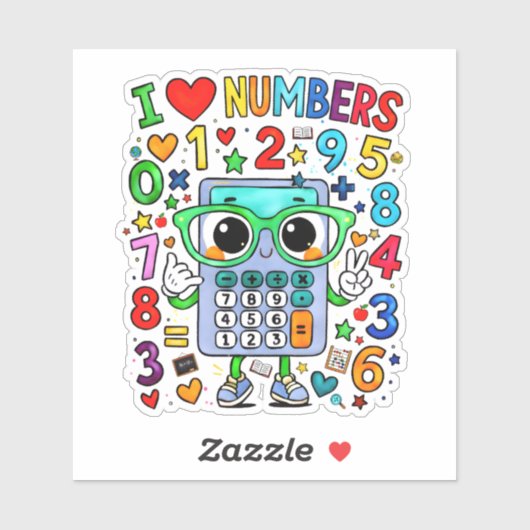 I Love Numbers Cute Math Sticker for Kids シール (シート)