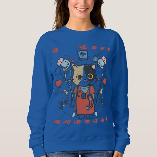 I Love Nursing - Catナース スウェットシャツ (正面)