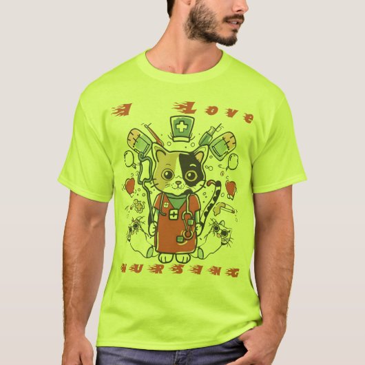 I Love Nursing - Catナース Tシャツ (正面)