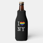 I Love NY - Gay Pride Rainbow Heart Classic ボトルクーラー (ボトル正面)