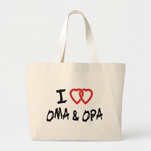 I Love Oma & Opa ラージトートバッグ (正面)