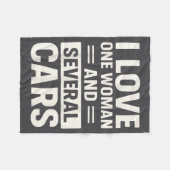 I Love One Woman And Several Funny Car Lover Husba フリースブランケット (正面(横))